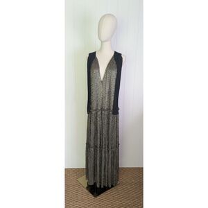 Sabina Musayev Black  & Gold Ray Metallic Dress - Large - Shoulder ties